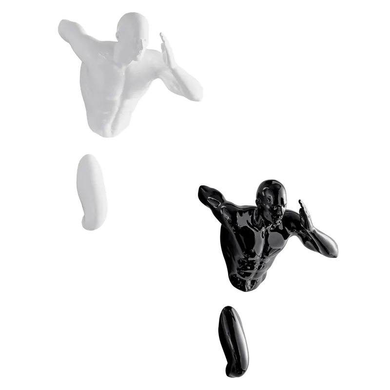 Set of Two Wall Runners Sculptures // White & Black — Finesse Decor LED Wall Lights  