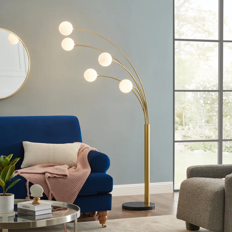 Anechdoche 5 Lights Floor Lamp // Gold and White — Finesse Decor LED General Lighting  