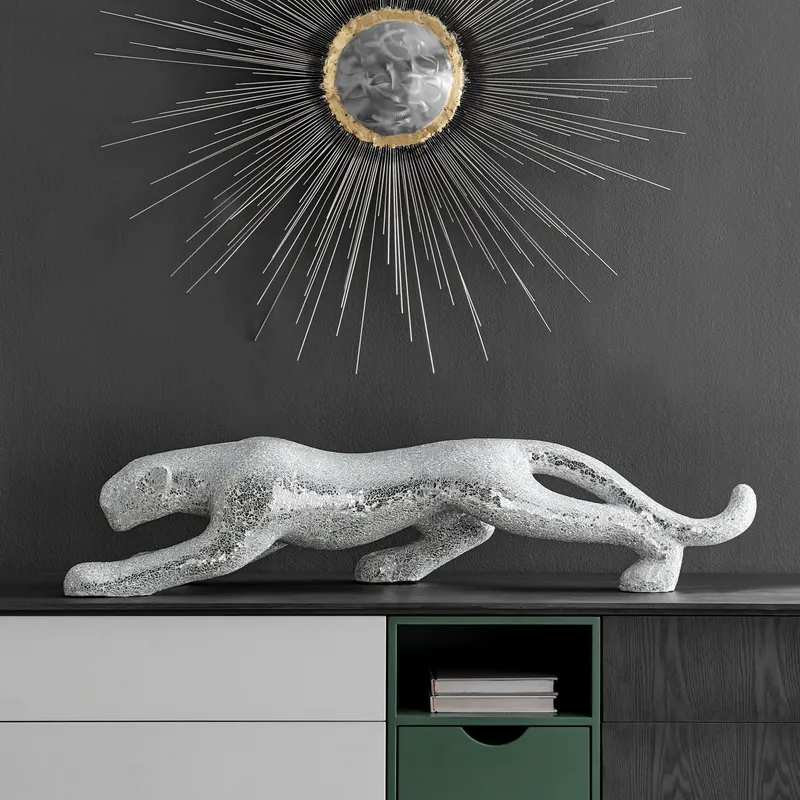 Boli Panther Sculpture // Glass and Chrome — Finesse Decor LED General Lighting  
