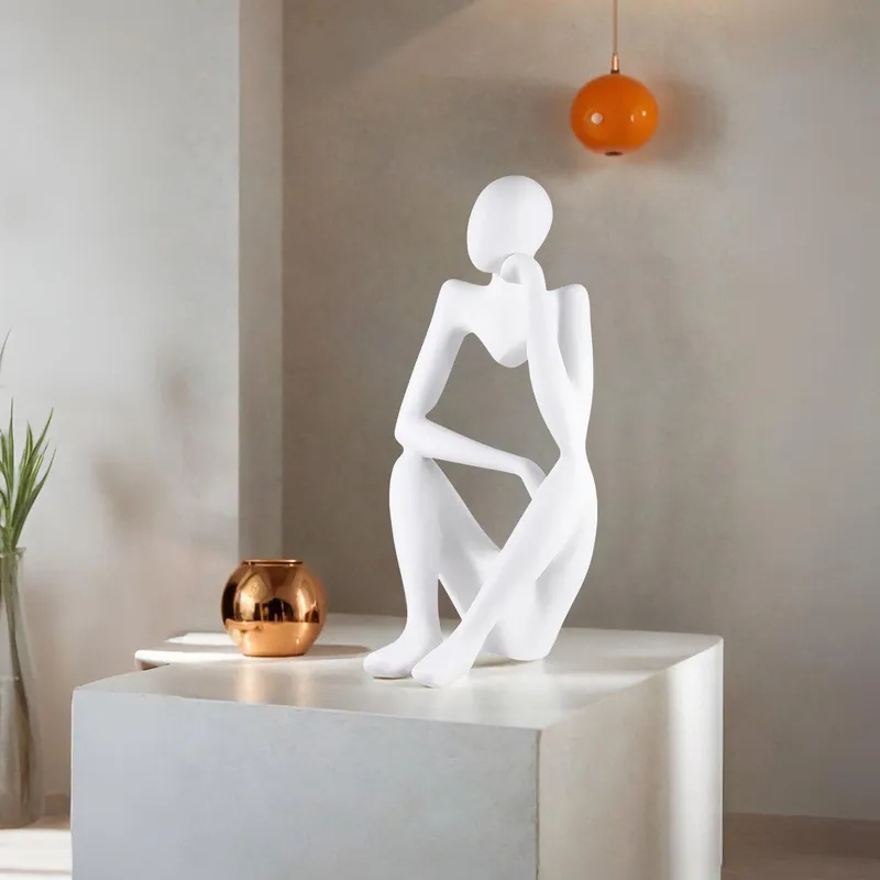 Thinking Figure Sculpture // White — Finesse Decor LED General Lighting  