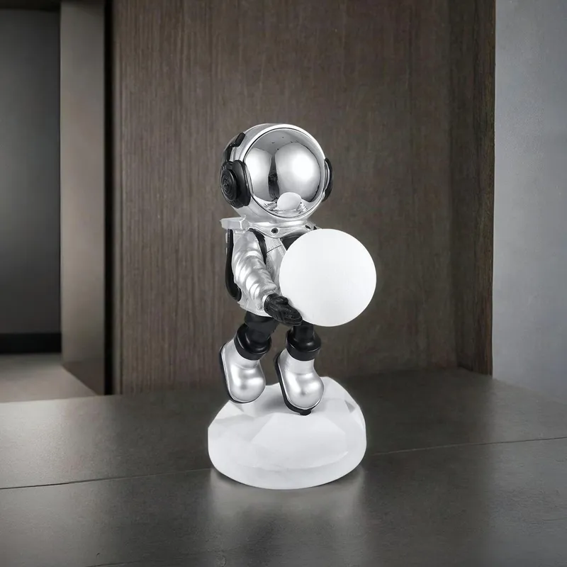 Lighted Astronaut Sculpture // Black & Silver Small — Finesse Decor LED General Lighting  