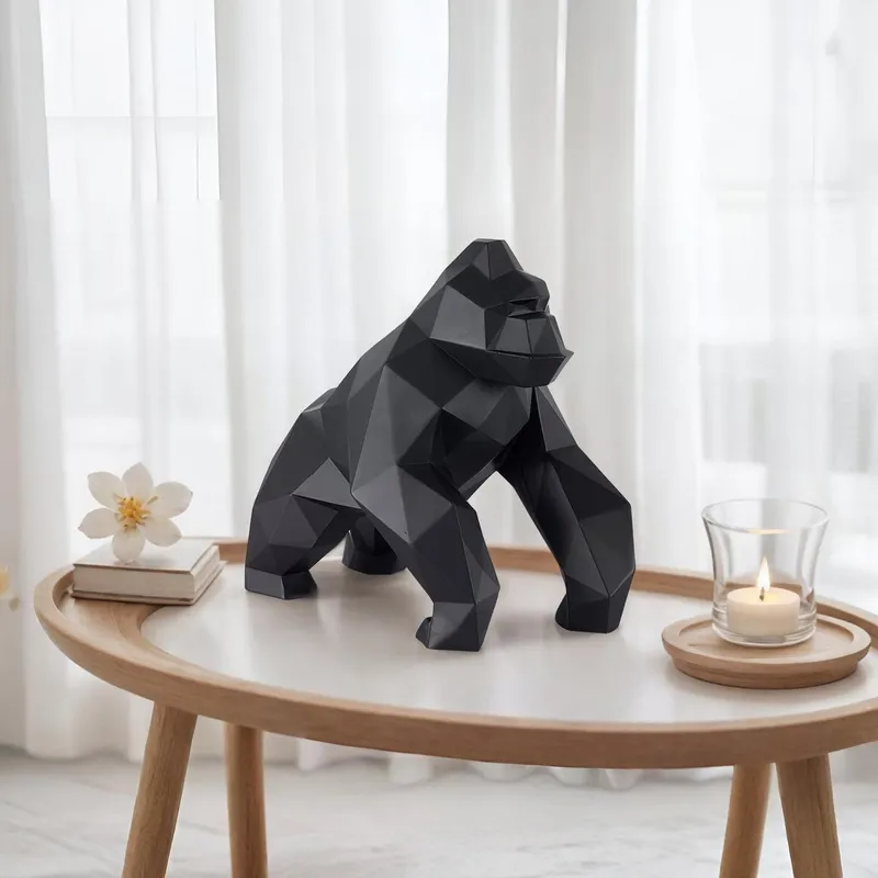 Geometric Ape Sculpture // Matte Black Small — Finesse Decor LED General Lighting  