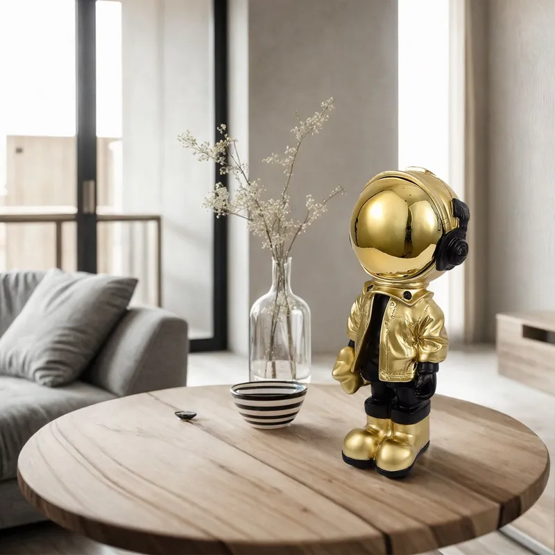 Astronaut Sculpture // Black & Gold Small — Finesse Decor LED General Lighting  