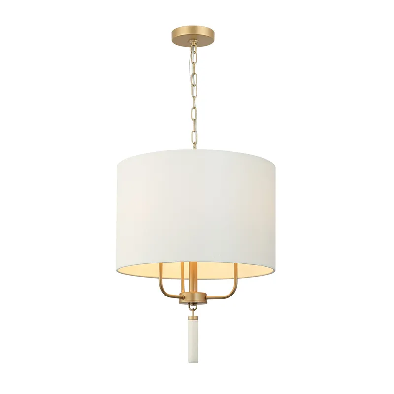 Secret Agent 3 Light Pendant - Painted Gold/White Leather — Varaluz Lighting LED Landscape Lights  