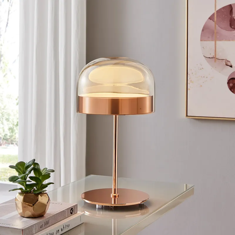 Iron and Champagne Glass Table Lamp // Rose Gold — Finesse Decor LED General Lighting 24.0W 3000K