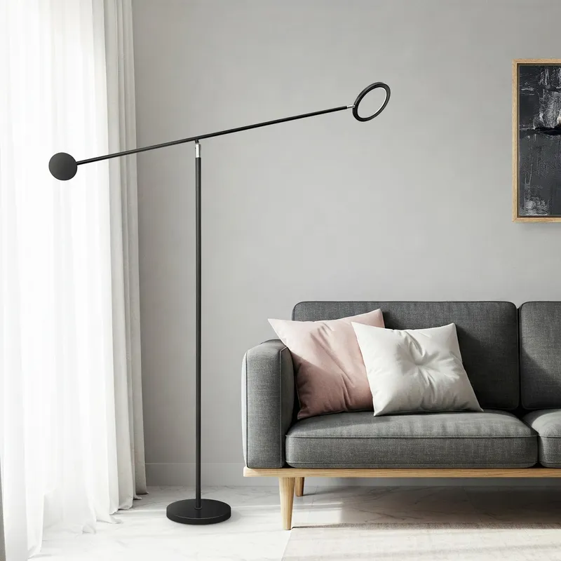 Floor Lamp Black and Chrome — Finesse Decor LED General Lighting  