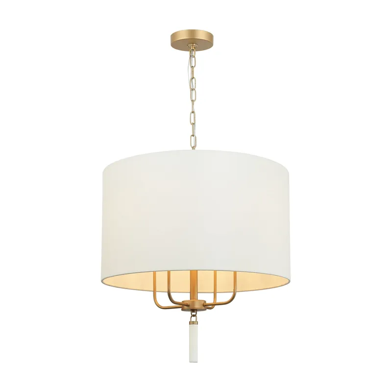Secret Agent 4 Light Pendant - Painted Gold/White Leather — Varaluz Lighting LED Landscape Lights  