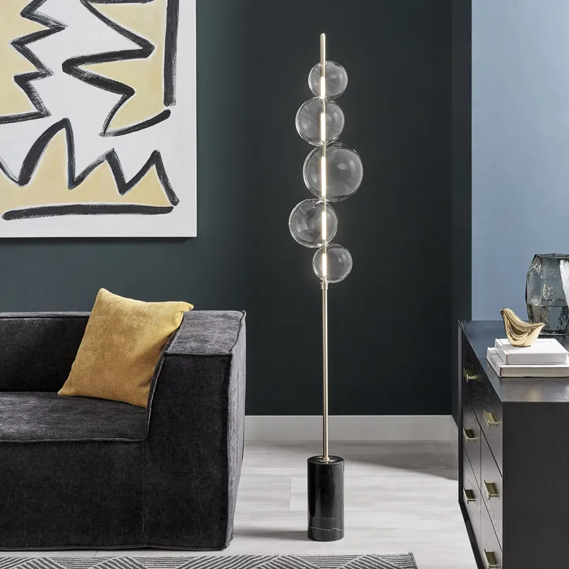 Aluminum and Glass Floor Lamp // Satin Nickel — Finesse Decor LED General Lighting 8.0W 3000K