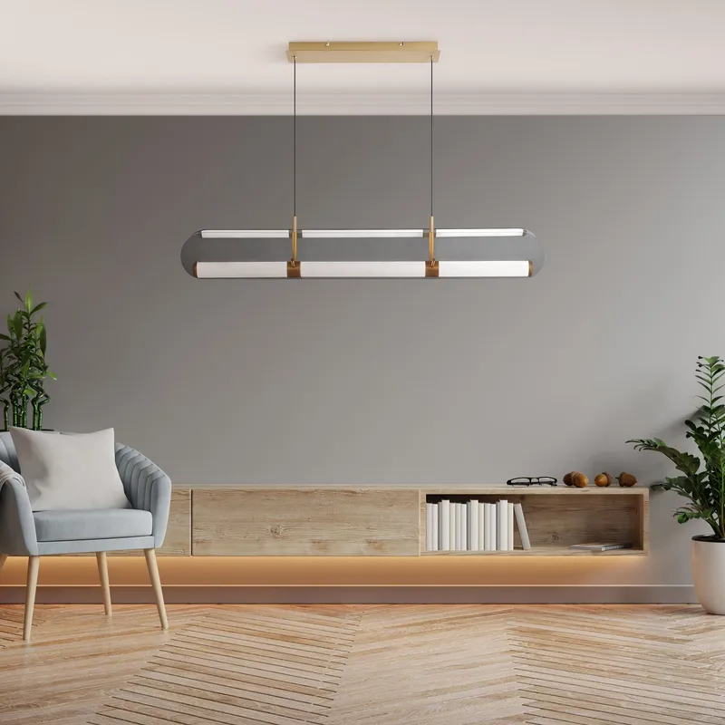 Rectangular Painted Antique Brass Chandelier — Finesse Decor LED Pendant Lights 39.0W 