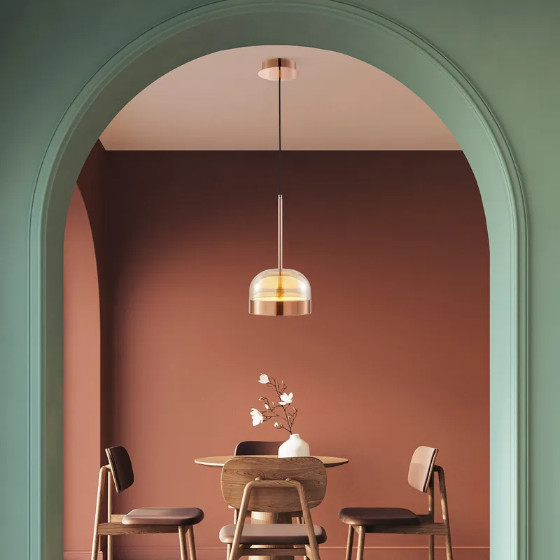 Iron and Champagne Glass Pendant // Rose Gold — Finesse Decor LED Pendant Lights 20.0W 3000K
