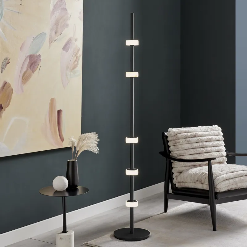Aluminum and Spanish Alabaster Floor Lamp // Black — Finesse Decor LED General Lighting 18.0W 3000K
