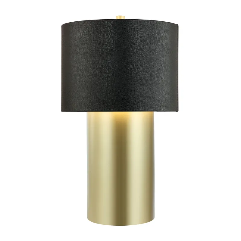 Secret Agent 1 Light Table Lamp - Painted Gold/Black Leather — Varaluz Lighting LED Temporary & Work Lights  