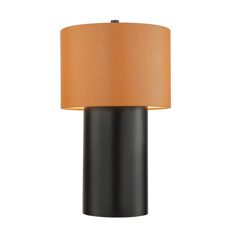 Secret Agent 1 Light Table Lamp - Black/Camel Leather — Varaluz Lighting LED Temporary & Work Lights  
