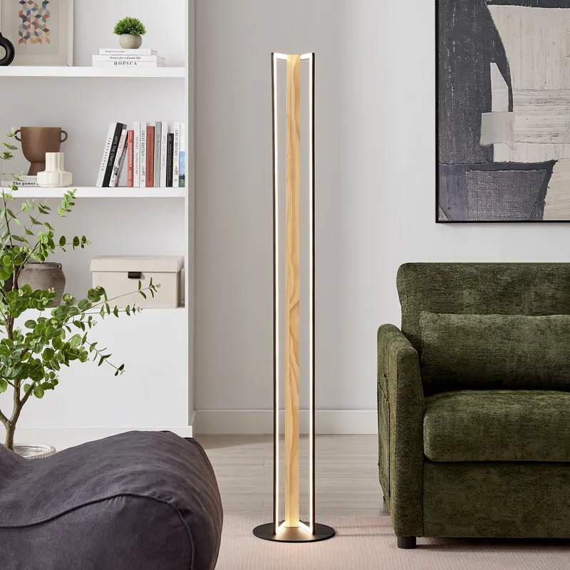 Floor Lamp Iron & Wood — Finesse Decor LED General Lighting 35.0W 3000K