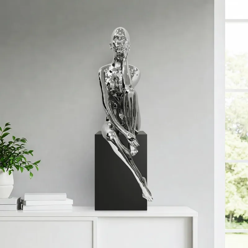Antoinette Doll Sculpture with Base // Chrome — Finesse Decor LED General Lighting  