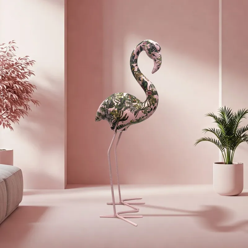 Flamenco Jungle Resin Sculpture // Pink and Green — Finesse Decor LED General Lighting  