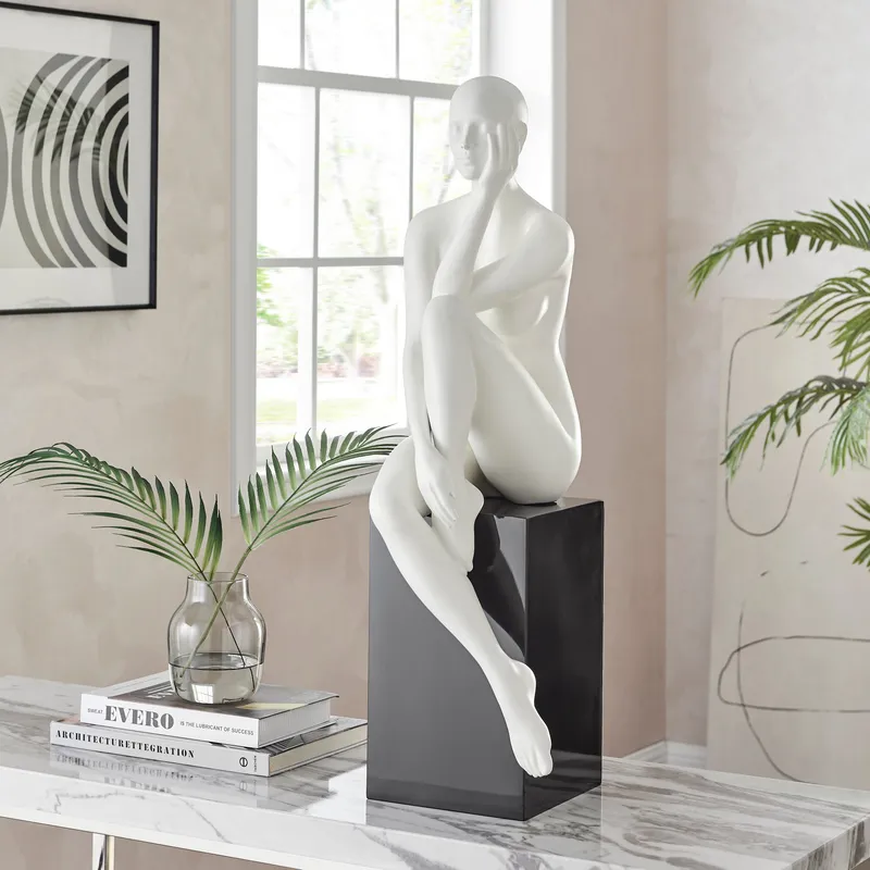 Antoinette Doll Sculpture // Matte White with Black Base — Finesse Decor LED General Lighting  