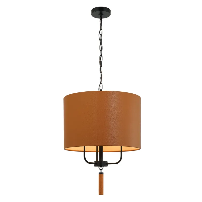 Secret Agent 3 Light Pendant - Black/Camel Leather — Varaluz Lighting LED Landscape Lights  
