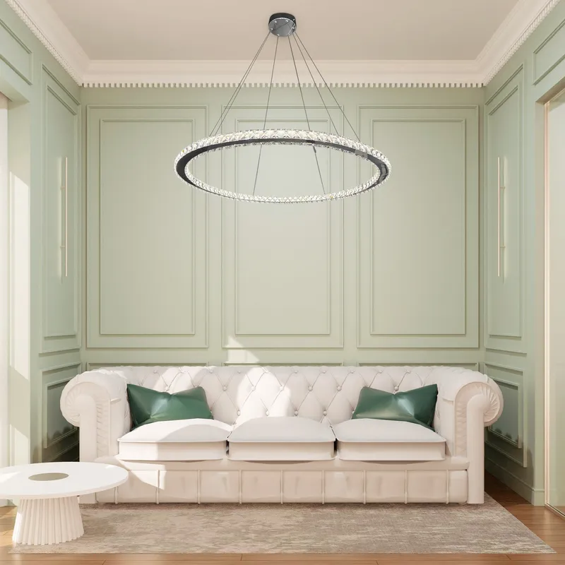 1 Thin Ring Crystal Chandelier // Chrome — Finesse Decor LED Pendant Lights  
