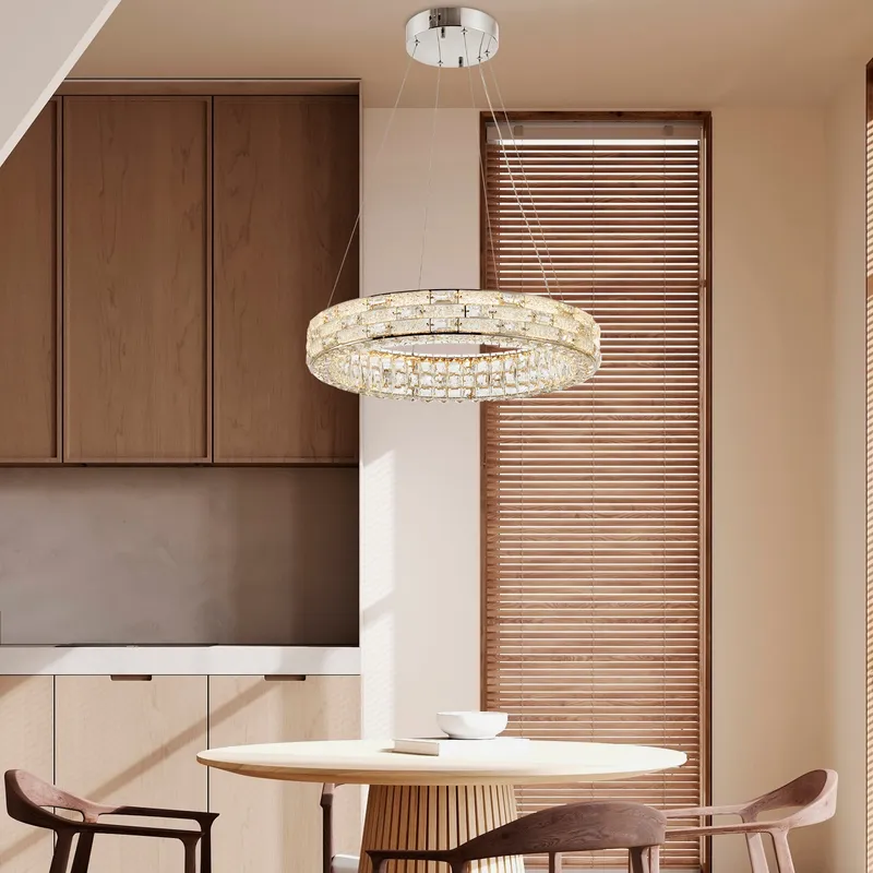 1 Ring Crystal Chandelier // Chrome — Finesse Decor LED Pendant Lights  