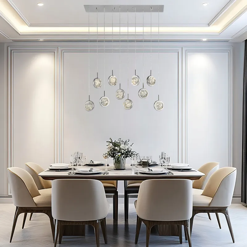 Bubbling Glow Rectangular Chandelier // Chrome — Finesse Decor LED Pendant Lights  