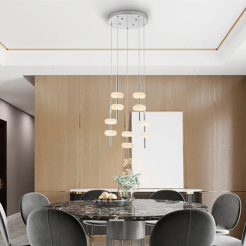 Spanish Alabaster Round Chandelier // Chrome — Finesse Decor LED Pendant Lights 50.0W 