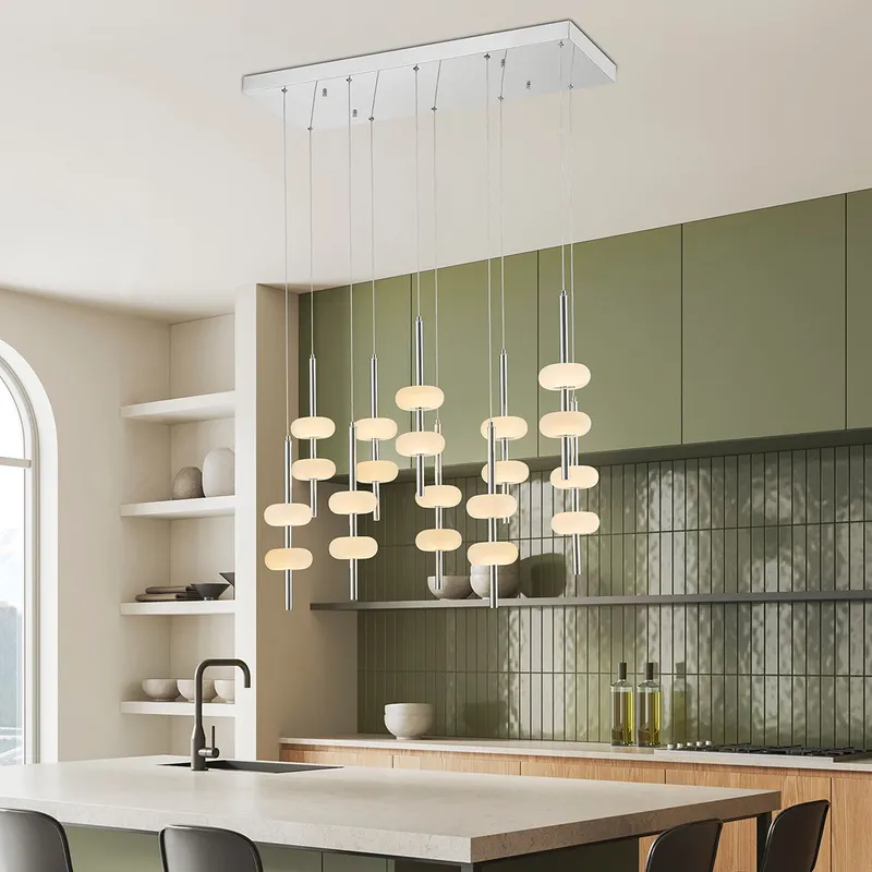 Double Spanish Alabaster Rectangular Chandelier // Chrome — Finesse Decor LED Pendant Lights 100.0W 