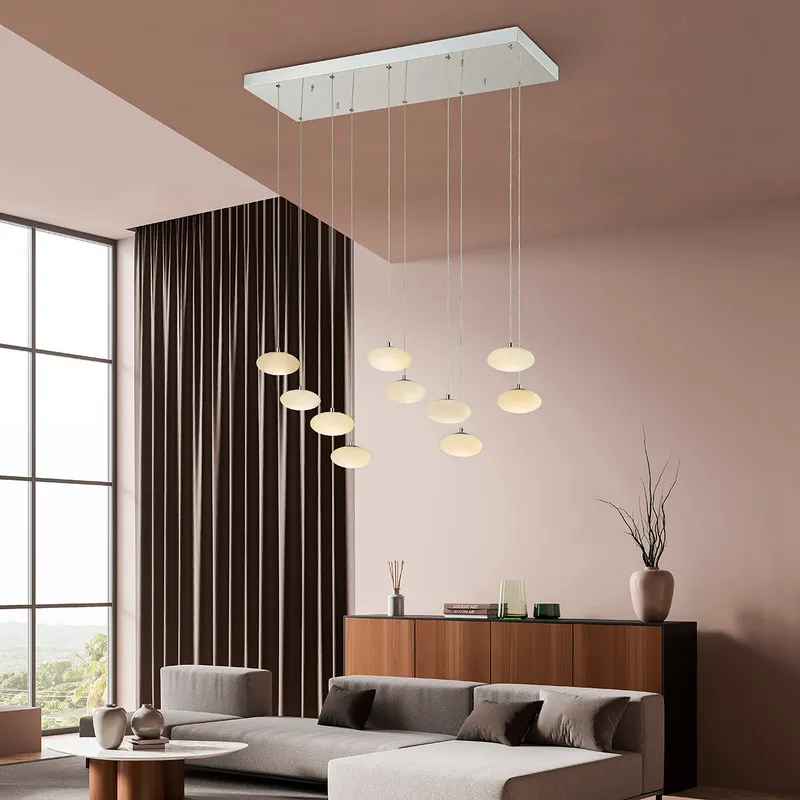 Spanish Alabaster Rectangular Chandelier // Chrome — Finesse Decor LED Pendant Lights 60.0W 