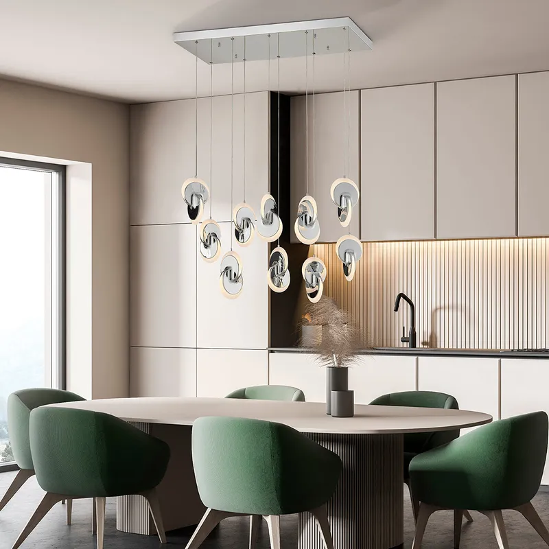 Deuterium Rectangular Chandelier // Chrome — Finesse Decor LED Pendant Lights 70.0W 