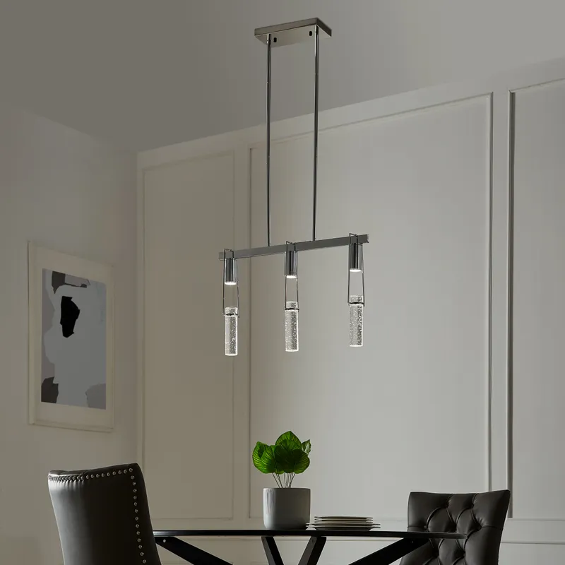 Harmony 3 Light Chandelier // Chrome — Finesse Decor LED Pendant Lights 5.0W 