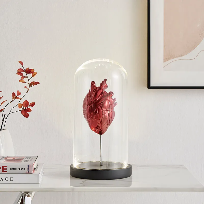 Heart in a Box Resin and Glass LED Sculpture — Finesse Decor LED General Lighting  2800K