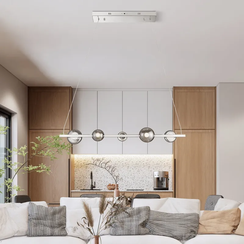 Orbis Linea Chandelier // Polish Nickel — Finesse Decor LED Pendant Lights  