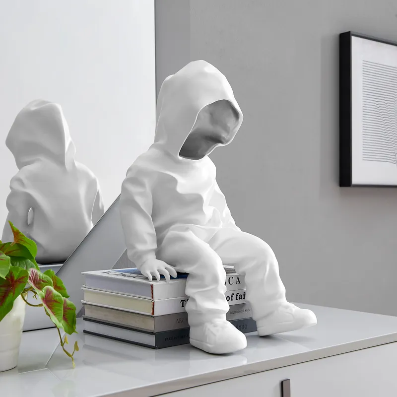 Cool Dude with Hoodie Sculpture // White & Chrome — Finesse Decor LED General Lighting  