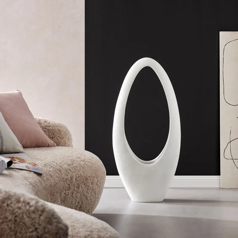 Mandolin Large Floor Vase Sculpture // Frosted White — Finesse Decor LED General Lighting  