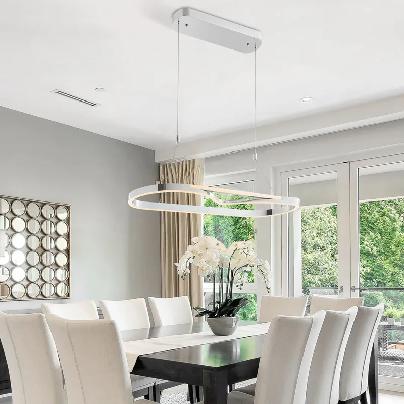 Minsk Single Rectangular Chandelier // Chrome — Finesse Decor LED Pendant Lights  3000K