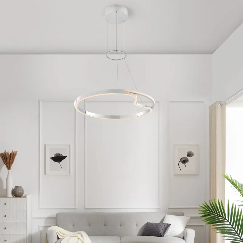 Minsk Single Round Chandelier // Chrome — Finesse Decor LED Pendant Lights  3000K