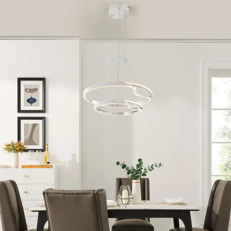Minsk Double Round Chandelier // Chrome — Finesse Decor LED Pendant Lights  3000K