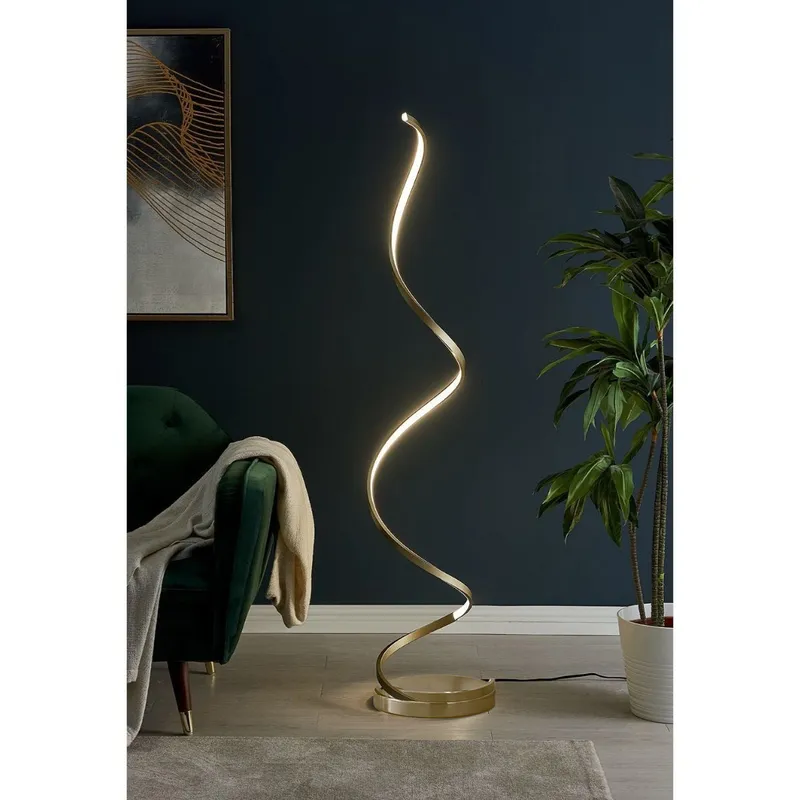 Modern Spiral LED 61" Floor Lamp // Gold — Finesse Decor LED General Lighting 36.0W 