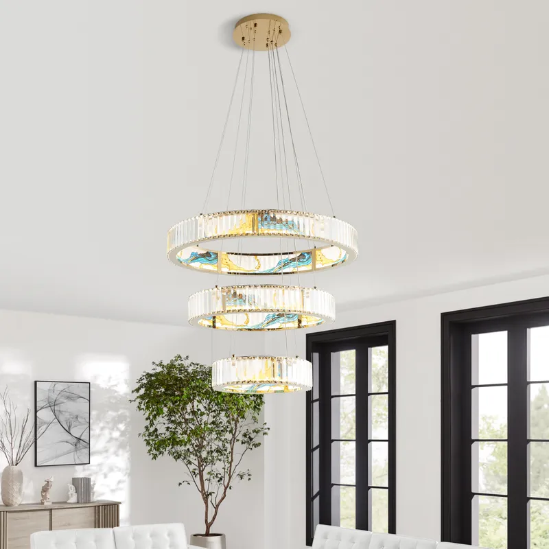 Boeseman's Colorful Chandelier // 3 Tiers, Round — Finesse Decor LED Pendant Lights  