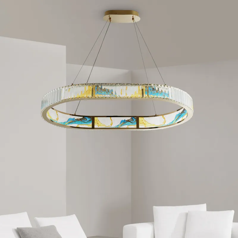 Boeseman's Colorful Chandelier // 1 Tier, Squoval — Finesse Decor LED Pendant Lights  