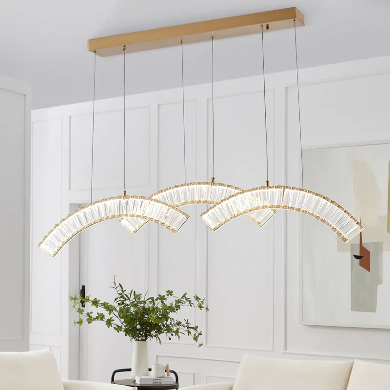 Sanford Triple Chandelier // Brushed Gold — Finesse Decor LED Pendant Lights 33.0W 