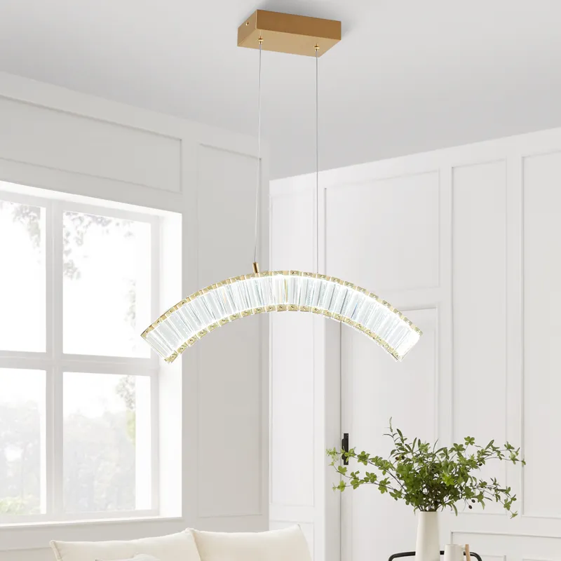 Sanford Single Chandelier // Brushed Gold — Finesse Decor LED Pendant Lights 11.0W 