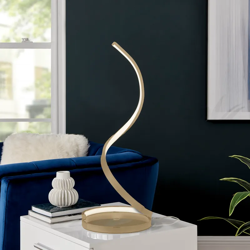 Modern Spiral Integrated LED Table Lamp // Gold — Finesse Decor LED General Lighting 11.0W 4000K