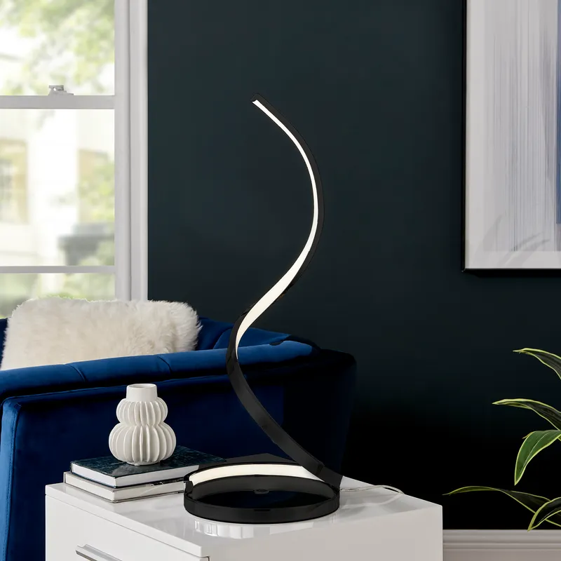Modern Spiral Integrated LED Table Lamp // Black — Finesse Decor LED General Lighting 11.0W 4000K