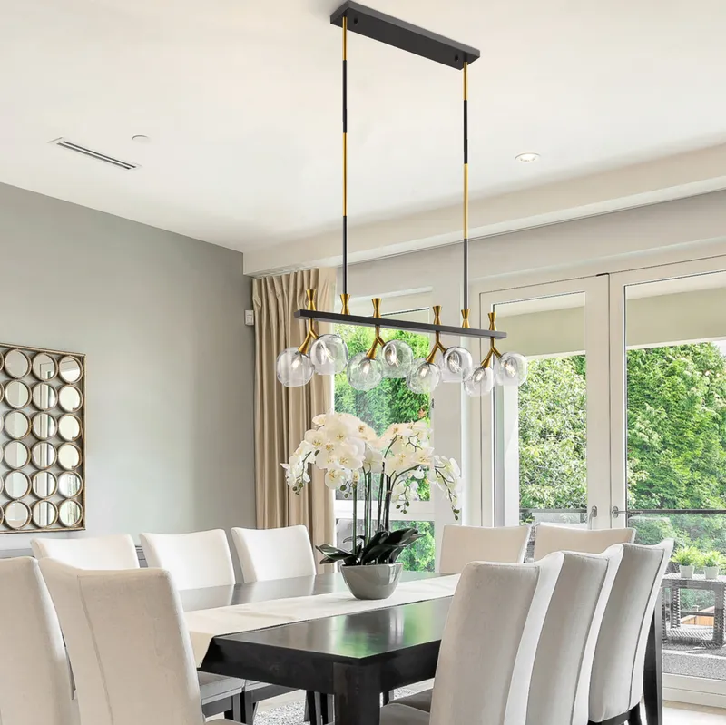 Sonder Rectangular Gold and Black Chandelier — Finesse Decor LED Pendant Lights 5.0W 
