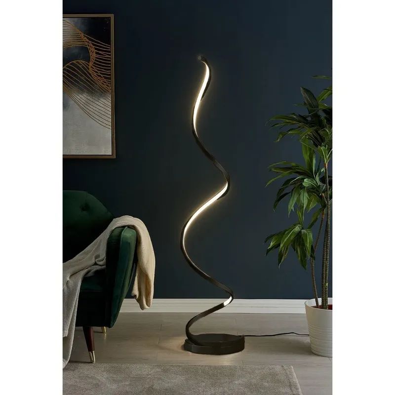 Modern Spiral LED 61" Floor Lamp // Black — Finesse Decor LED General Lighting 36.0W 