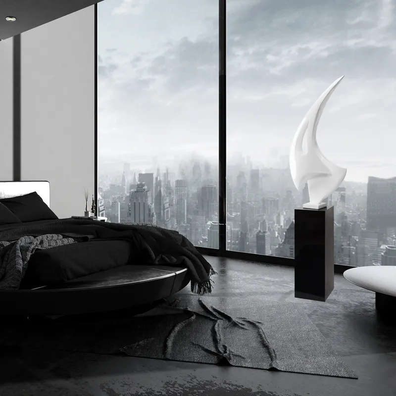 Sail Floor Sculpture With Black Stand 70" Tall // White — Finesse Decor LED General Lighting  