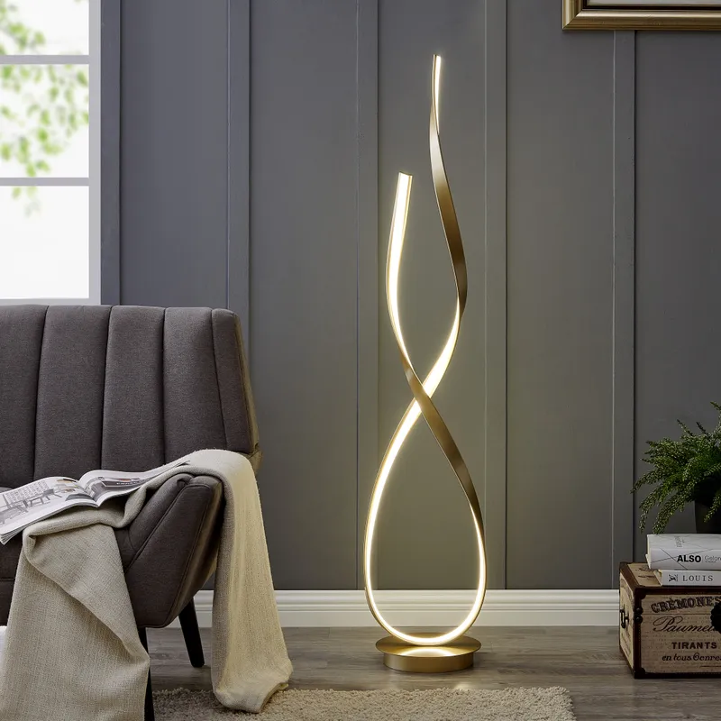 Vienna LED 55" Tall Floor Lamp // Sandy Gold — Finesse Decor LED General Lighting 35.0W 