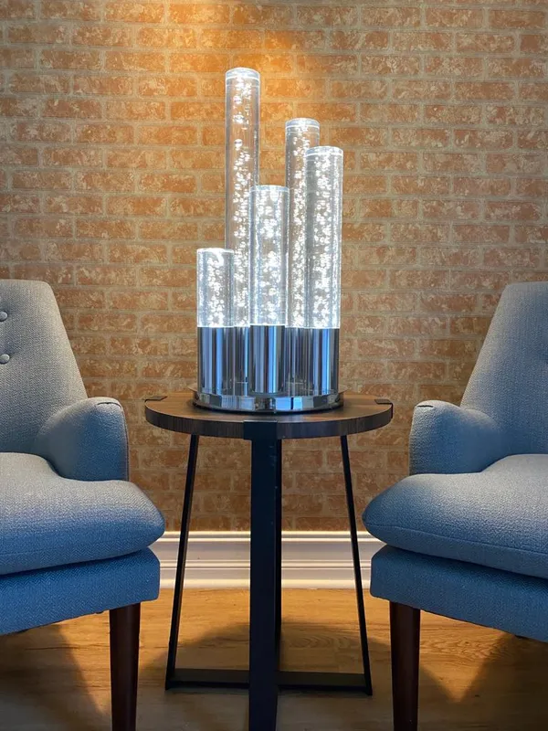 5 Acrylic Cylinder Table Lamp // Chrome — Finesse Decor LED General Lighting  