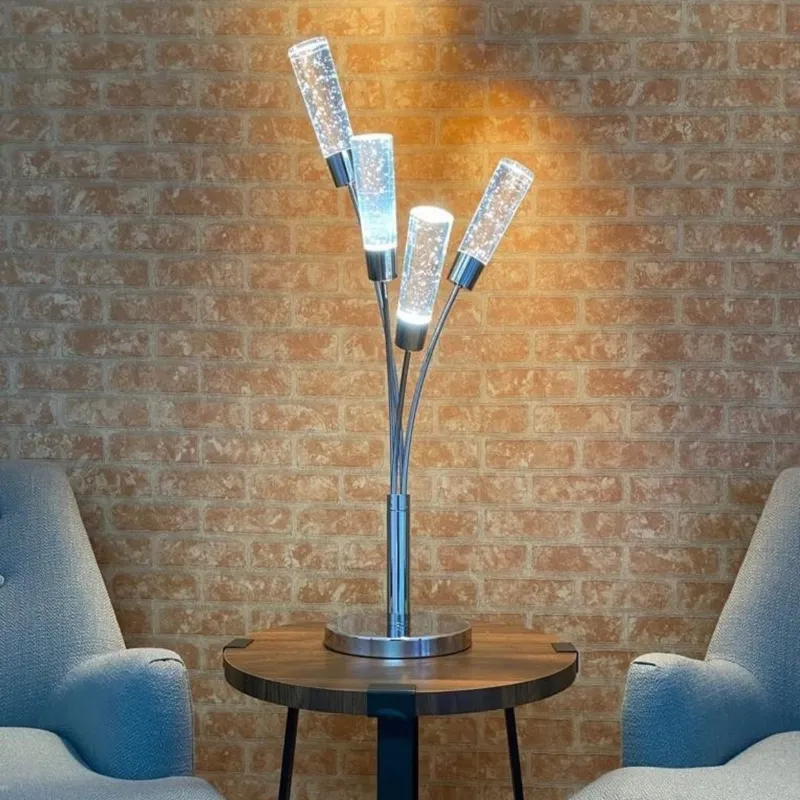 Blooming in Acrylic 5 Light Table Lamp // Chrome — Finesse Decor LED General Lighting 3.0W 4000K